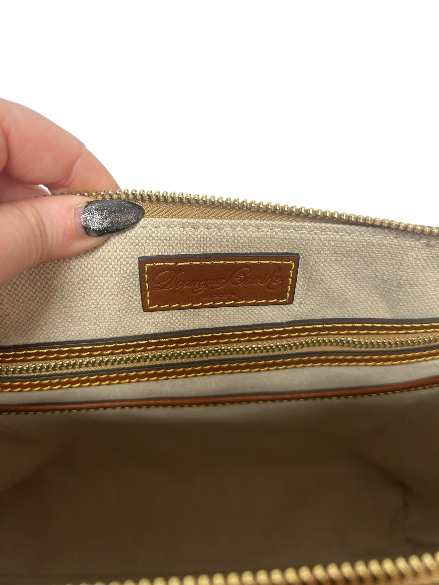 DOONEY & BOURKE GREEN LARGE MONOGRAM COATED WREN TOTE