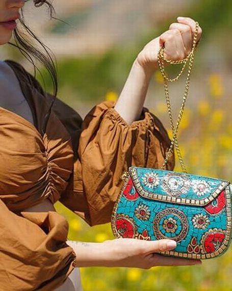 ANTHROPOLOGIE MANTIK KRAFT HARD SHELL AMOLI CLUTCH CROSSBODY