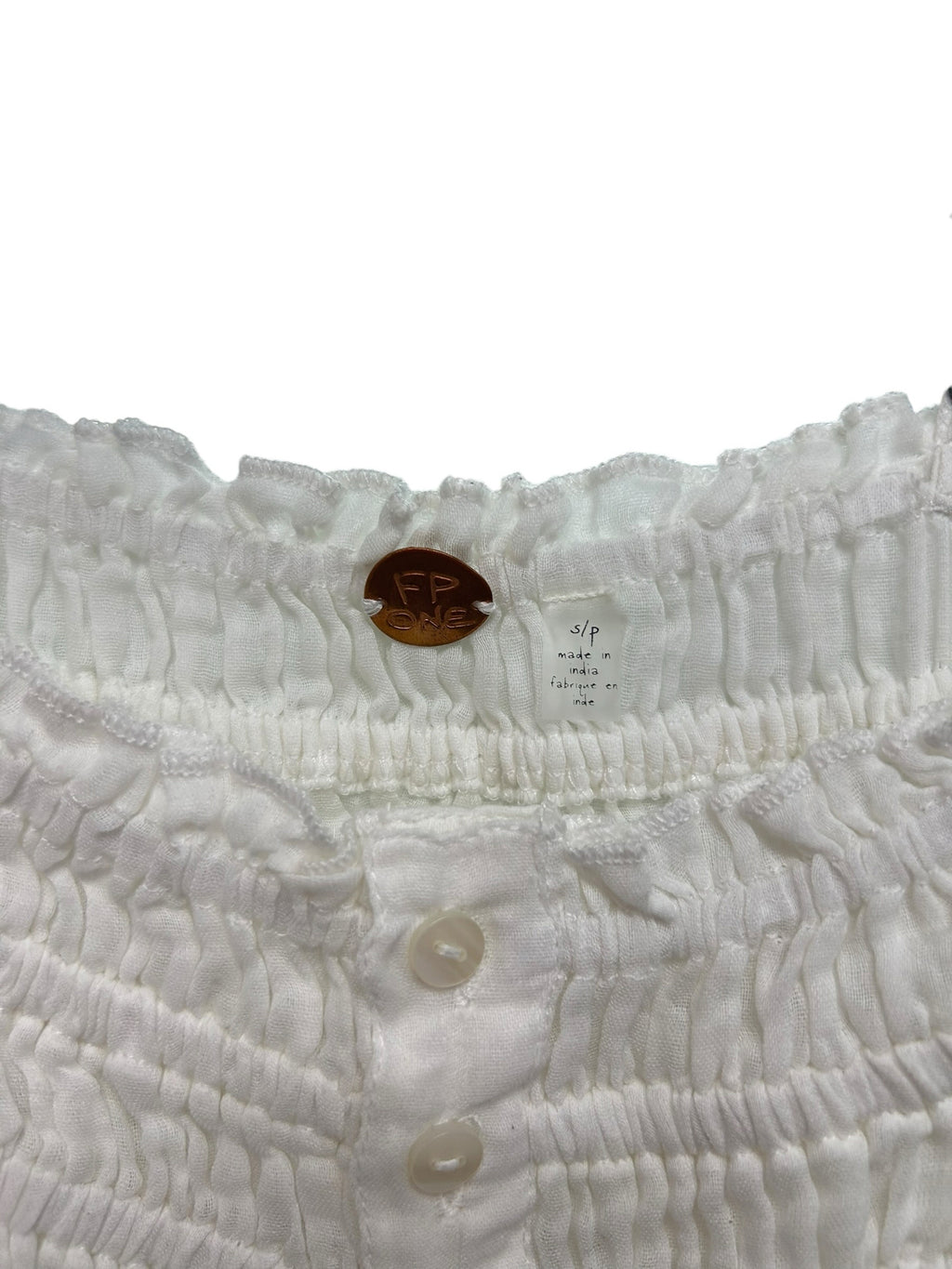 FREE PEOPLE LAUSANNE WHITE COTTON SMOCKED SLIP DRESS SIZE SMALL
