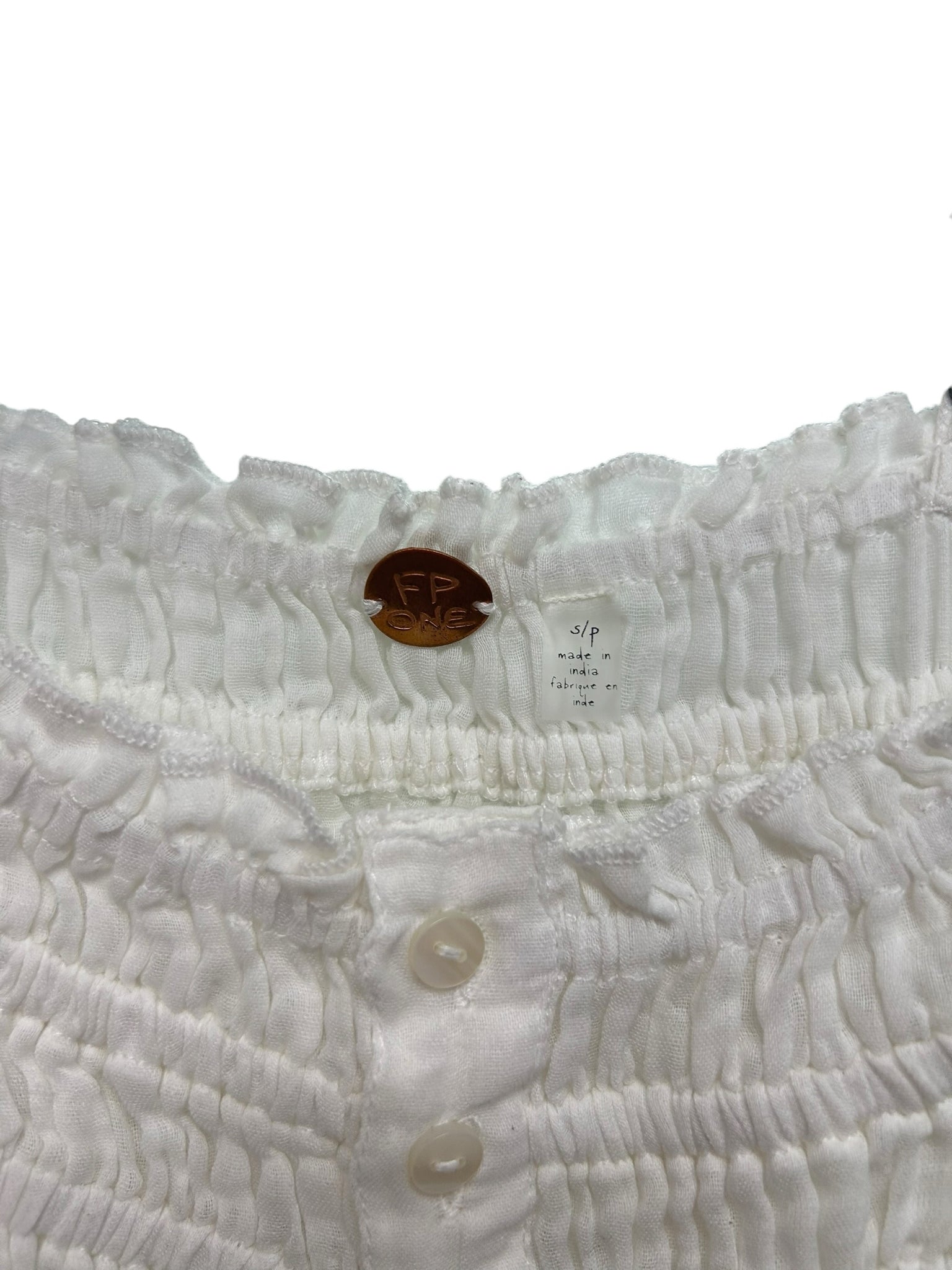 FREE PEOPLE LAUSANNE WHITE COTTON SMOCKED SLIP DRESS SIZE SMALL