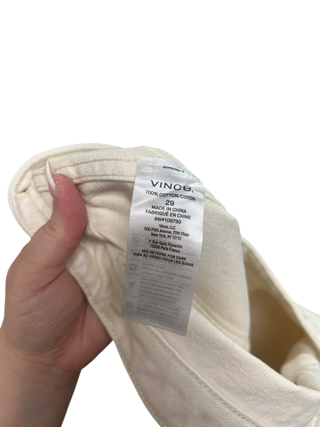 VINCE CROPPED HIGH RISE CARGO IVORY WIDE LEG JEANS SIZE 29