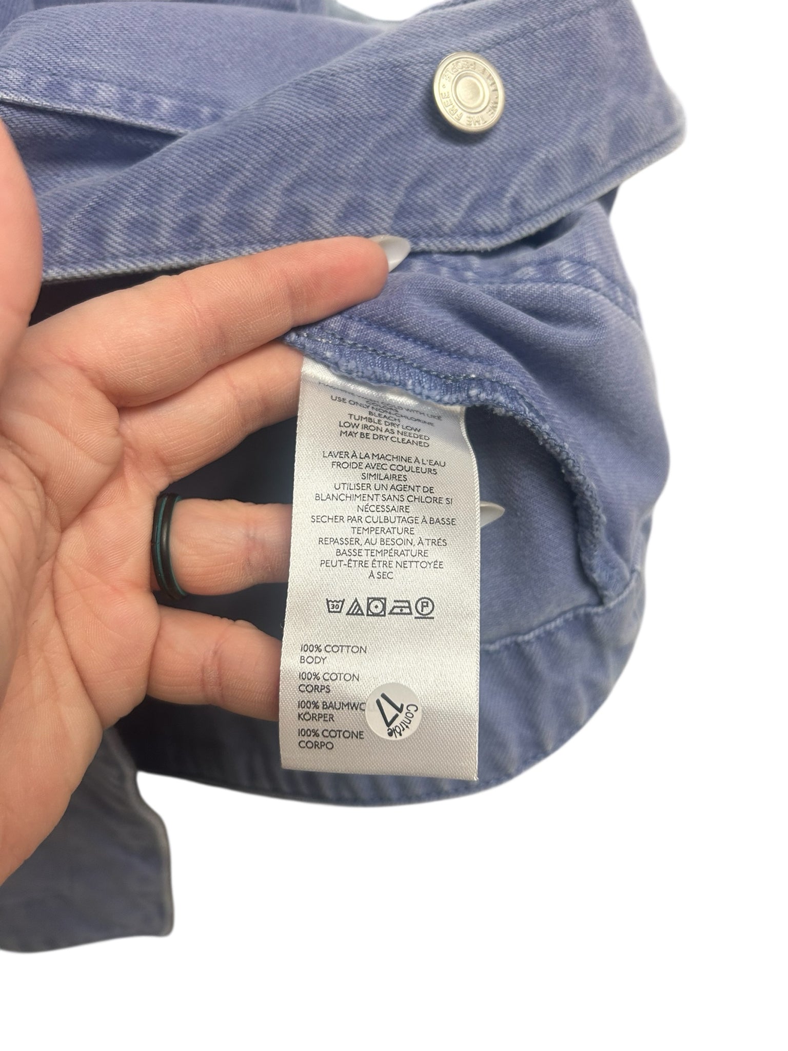 WE THE FREE VALERIE BLUE  LINEN OVERSIZED VEST SIZE SMALL