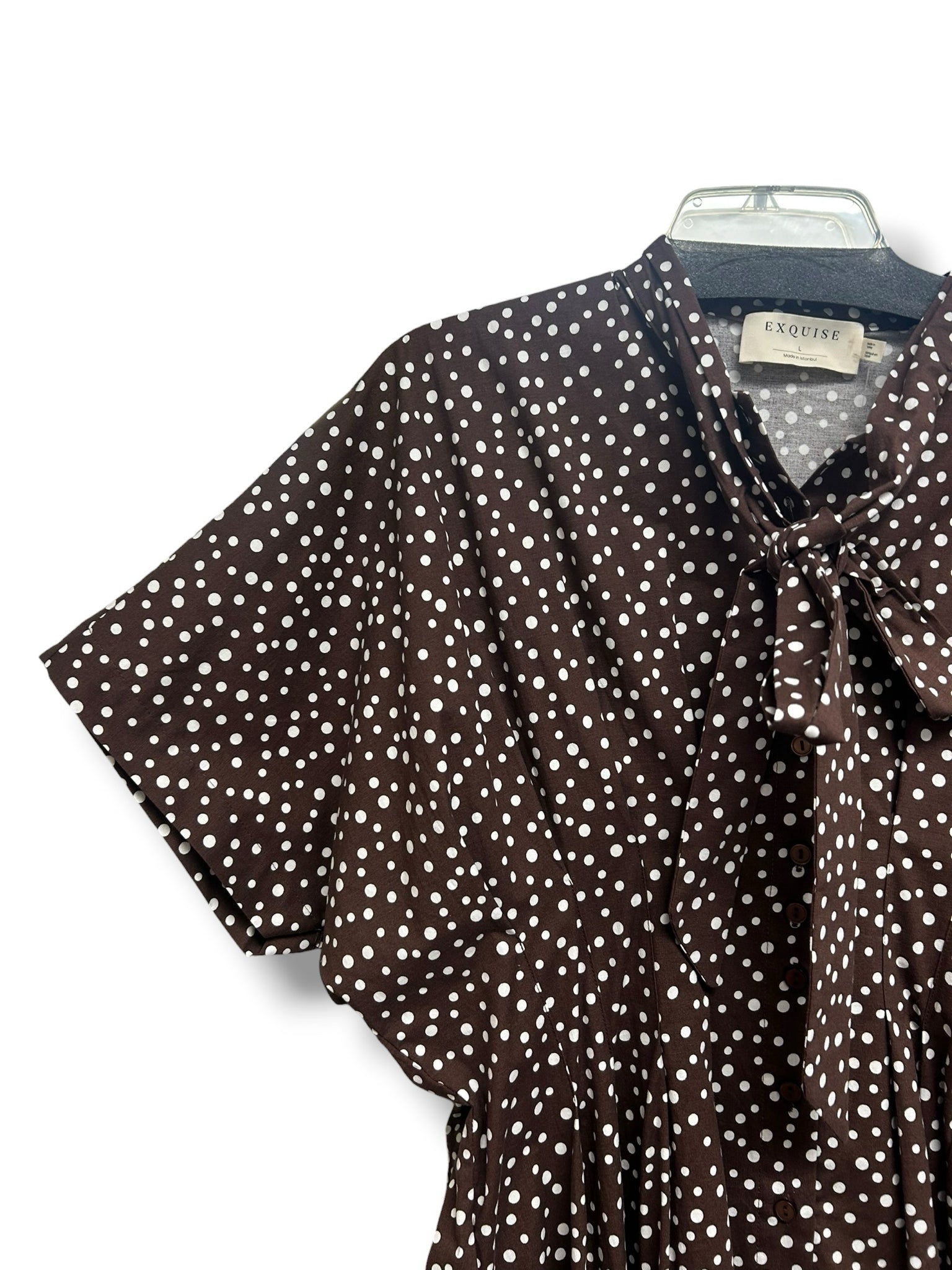 NWT ANTHROPOLOGIE EXQUISE THE TOBIE SHIRT DRESS BROWN POLKA DOT SIZE LARGE