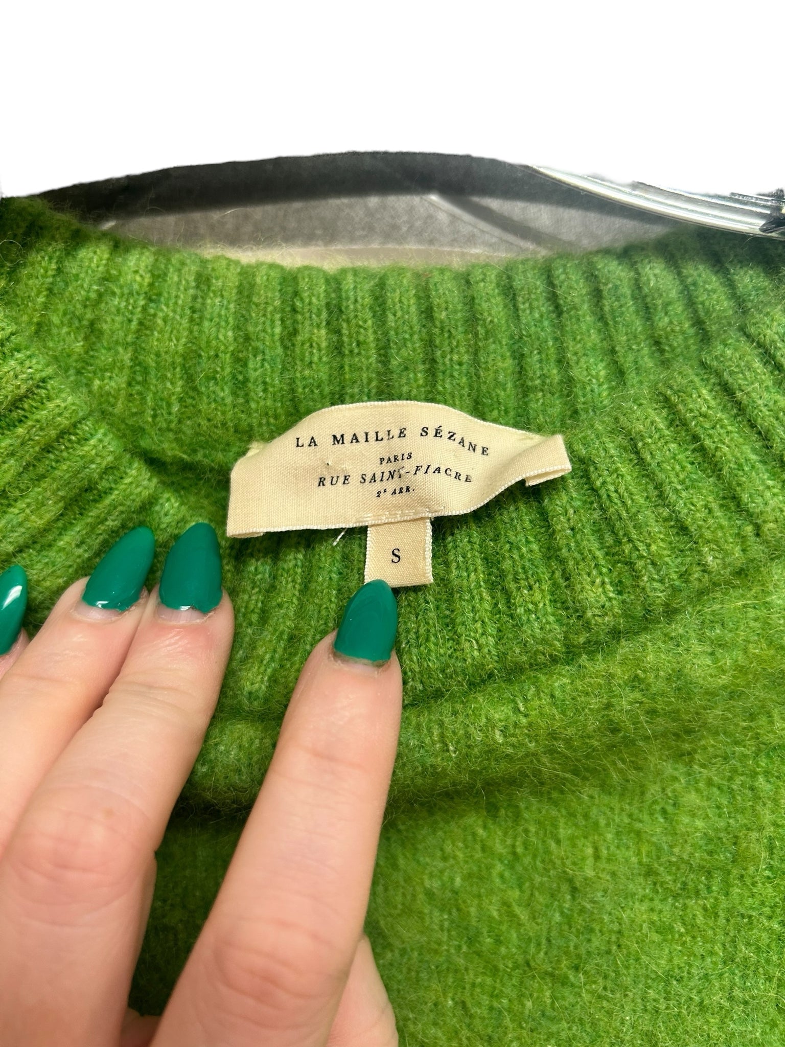LA MAILLE SEZANE AMIEL LIGHT GREEN ALPACA BLEND JUMPER SWEATER SIZE SMALL