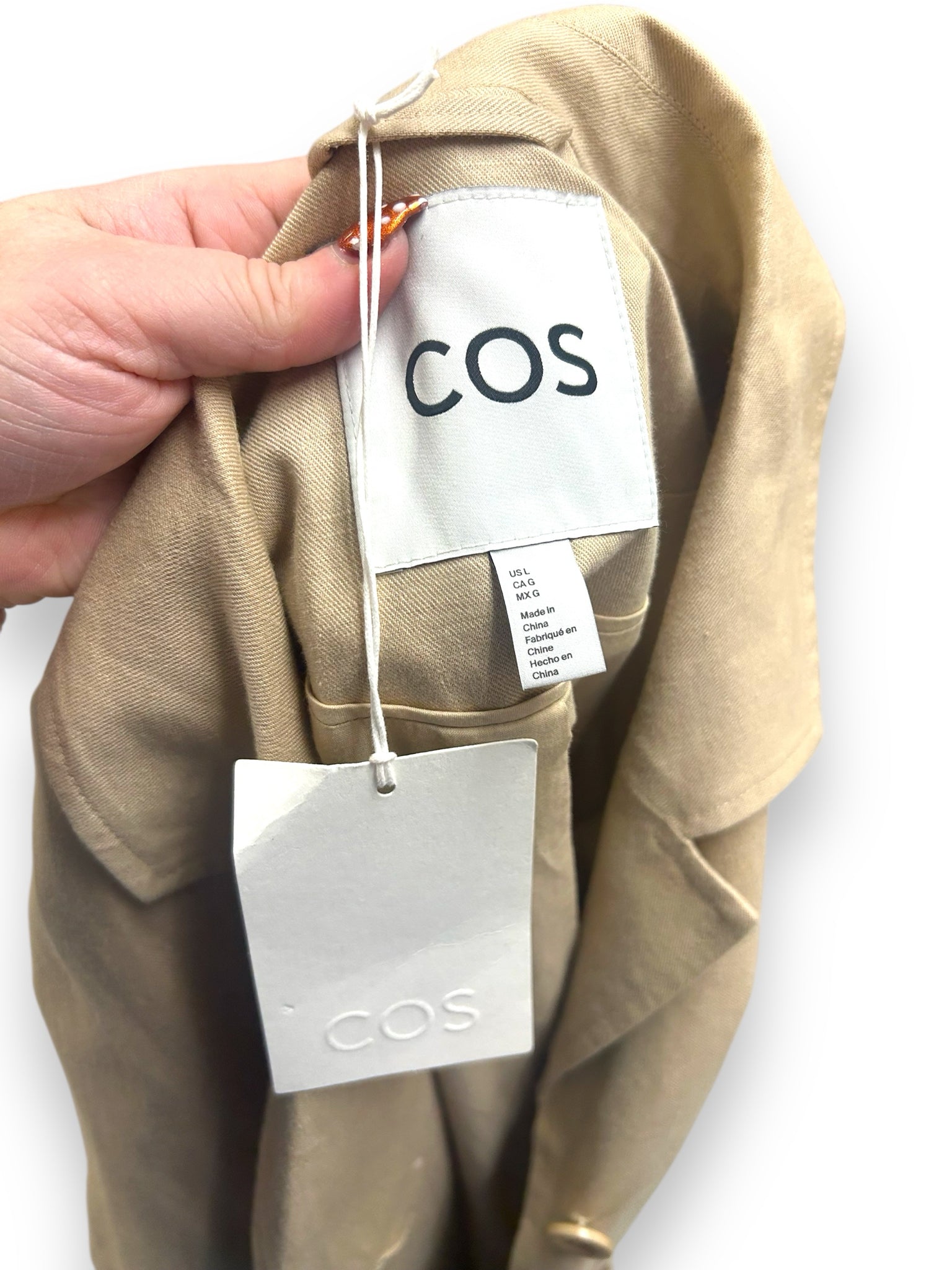 NEW! COS BELTED UTILITY JACKET TAN KHAKI SIZE LARGE