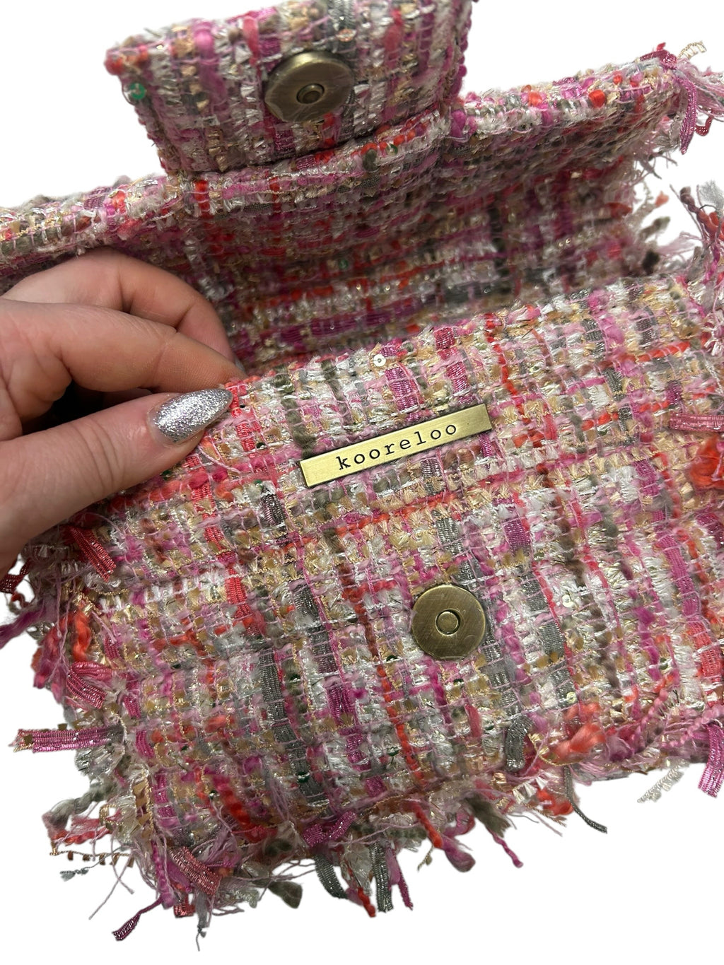 KOORELOO THE BASSET PETITE IN PINK TWEED MINI CROSSBODY