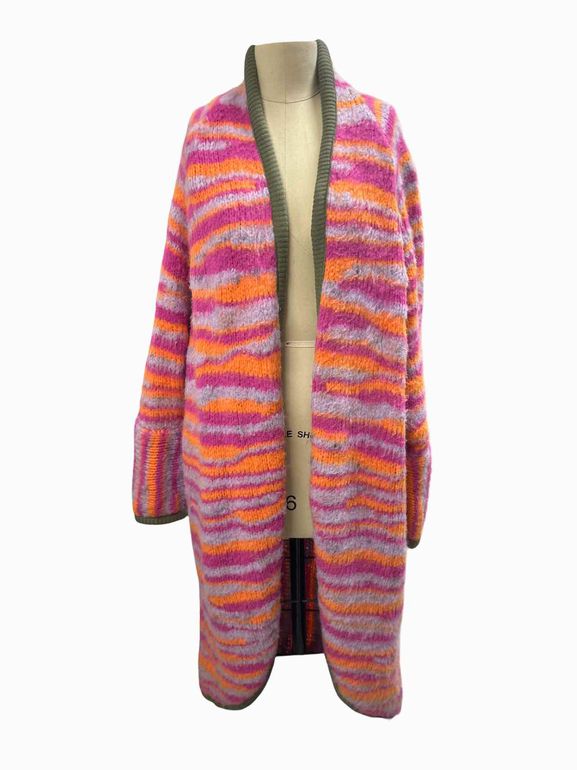 FREE PEOPLE TIGER KNIT OPEN DUSTER SWEATER SIZE: S