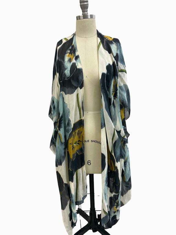 ONE HUNDRED STARS NWT PANSY LONG KIMONO DUSTER 20723-PAN SIZE: OS