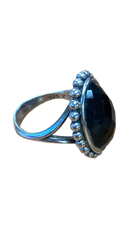 LAGOS VINTAGE 925 BLACK ONYX COCKTAIL RING SIZE 7