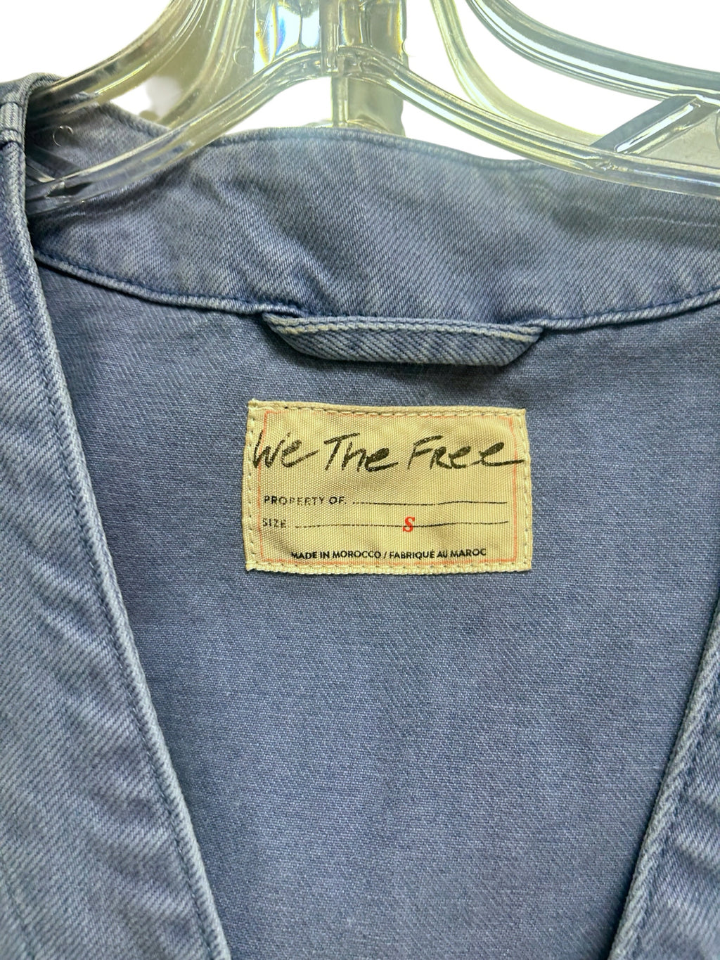 WE THE FREE VALERIE BLUE  LINEN OVERSIZED VEST SIZE SMALL