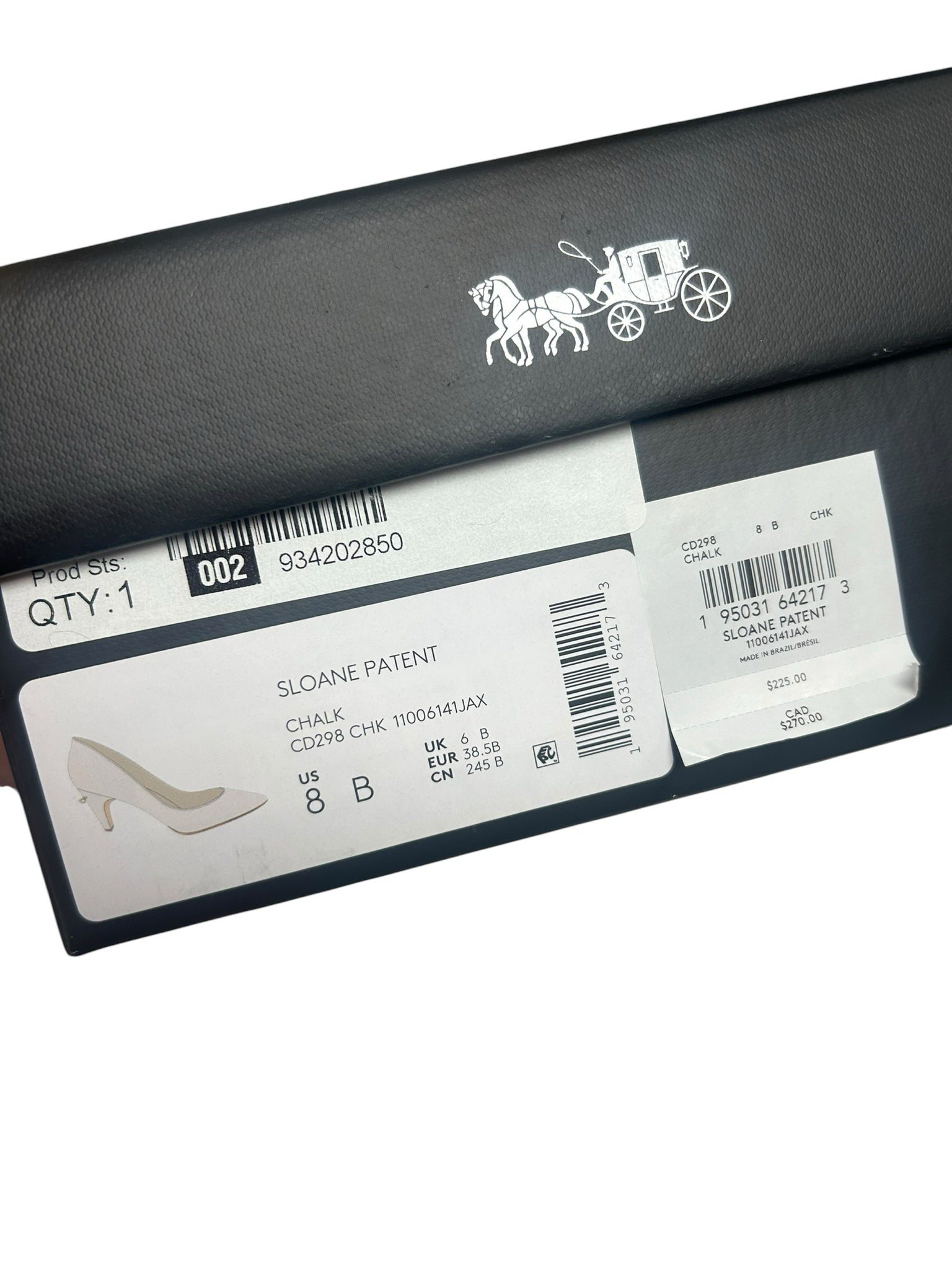 NIB COACH SLOANE PATENT LEATHER KITTEN HEEL CHALK WHITE SIZE 8