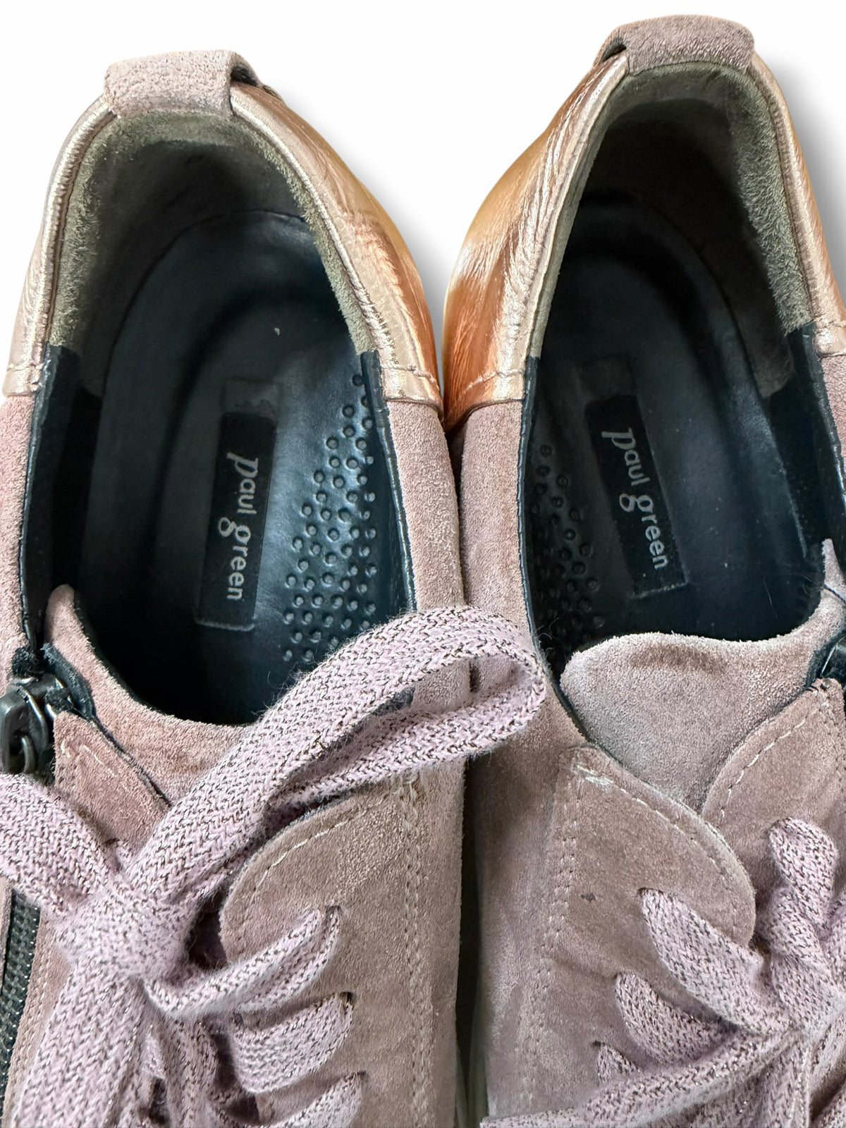 PAUL GREEN TOBY  PINK NUBUCK LEATHER SUEDE SIDE ZIP SNEAKERS SIZE US 8.5