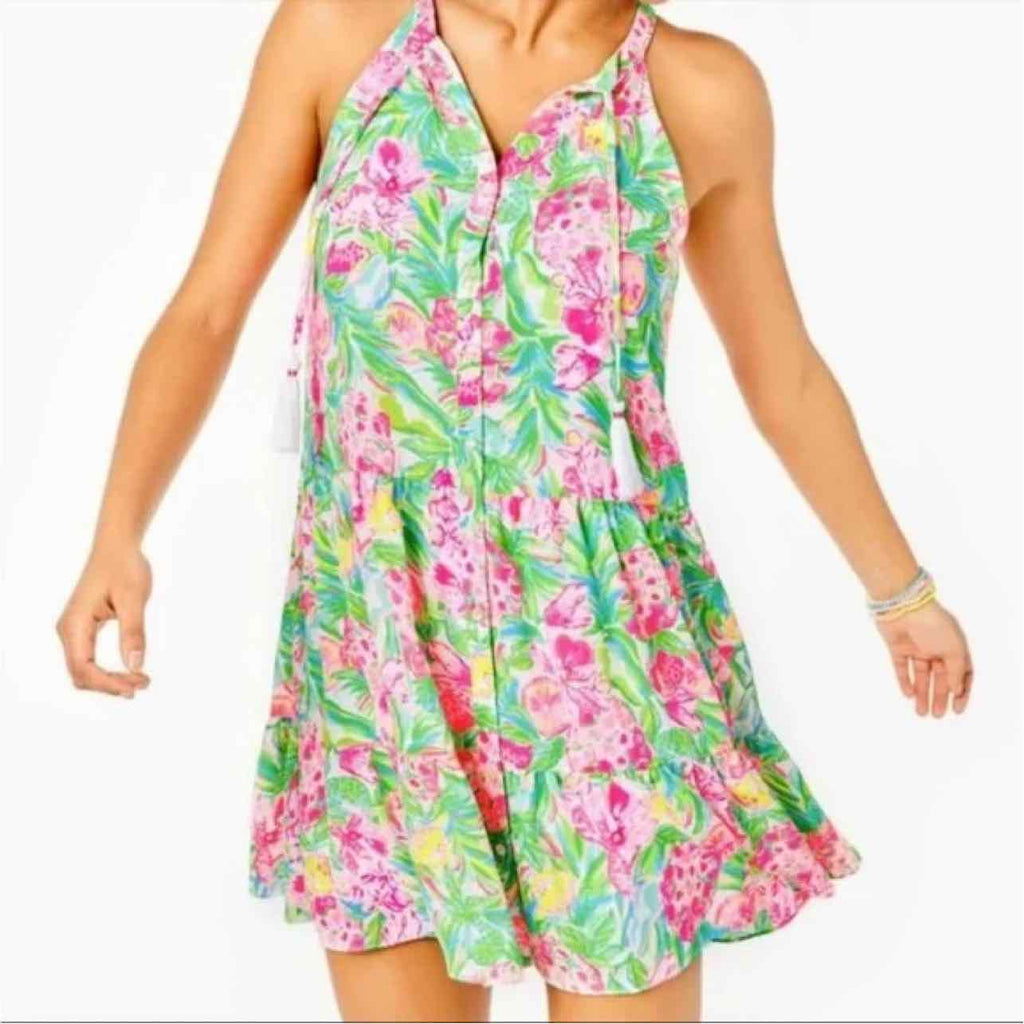 LILLY PULITZER CAROLANE FLORAL SLVLS SWING DRESS SIZE: S
