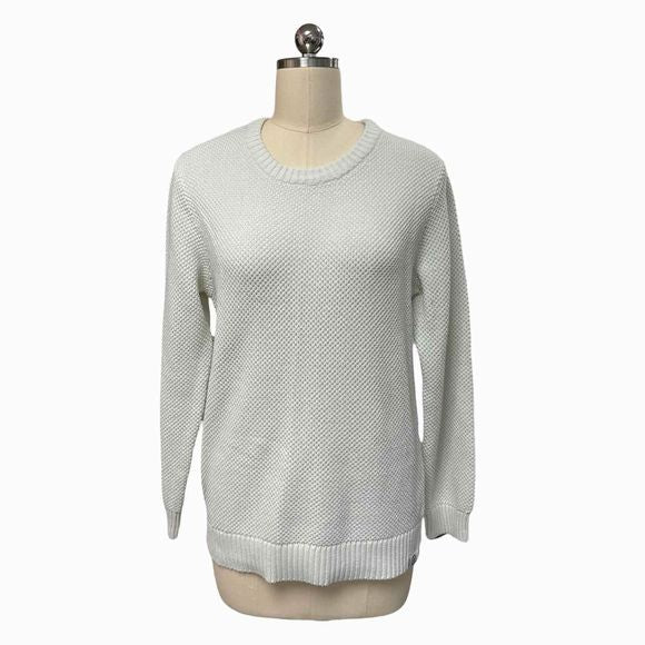 LONG WHARF SUPPLY CO LIGHT KNIT CREWNECK WHITE SWEATER SIZE L