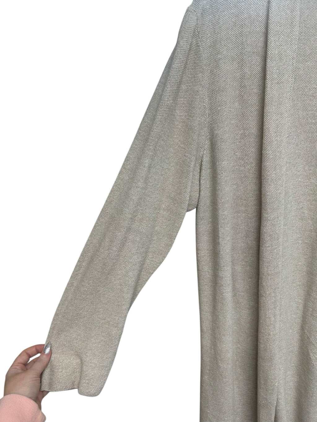 EILEEN FISHER ORGANIC LINEN COTTON TAN LONG LENGTH CARDIGAN SIZE XL