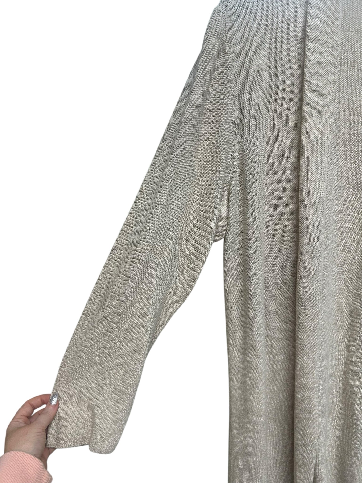 EILEEN FISHER ORGANIC LINEN COTTON TAN LONG LENGTH CARDIGAN SIZE XL