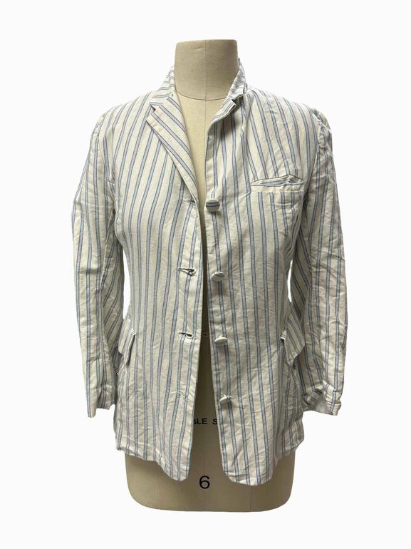 HAZEL BROWN 100% COTTON PINSTRIPE BLAZER SIZE: XS