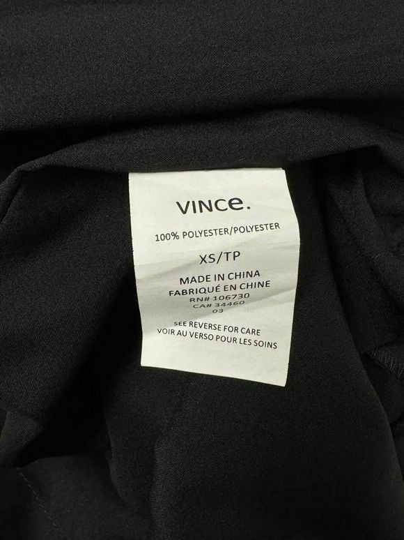 VINCE SLVLS VNECK POCKET BLACK DRESS SIZE XS