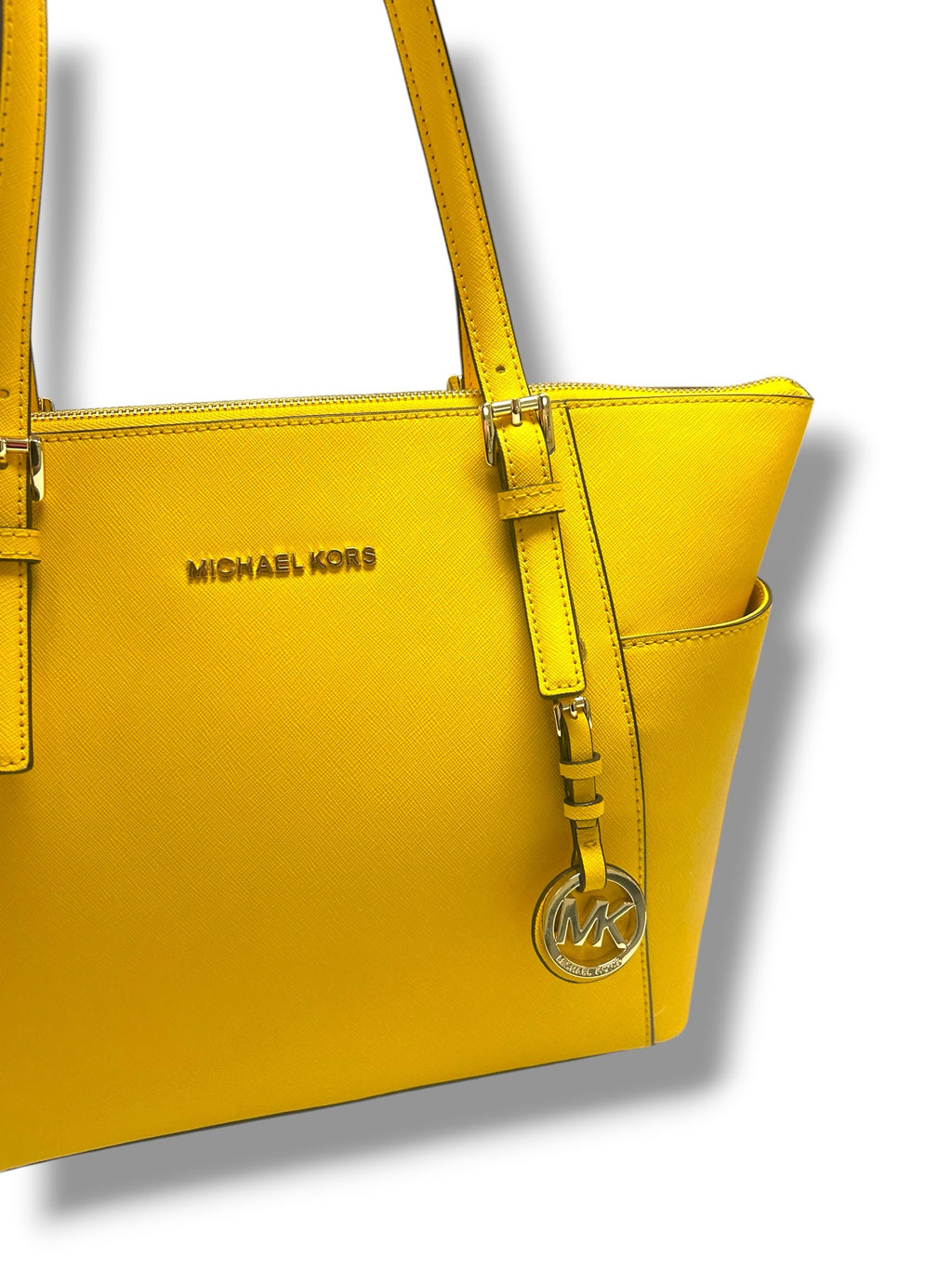 MICHAEL KORS CHARLOTTE LEATHER JET SET MEDIUM TOTE BAG YELLOW