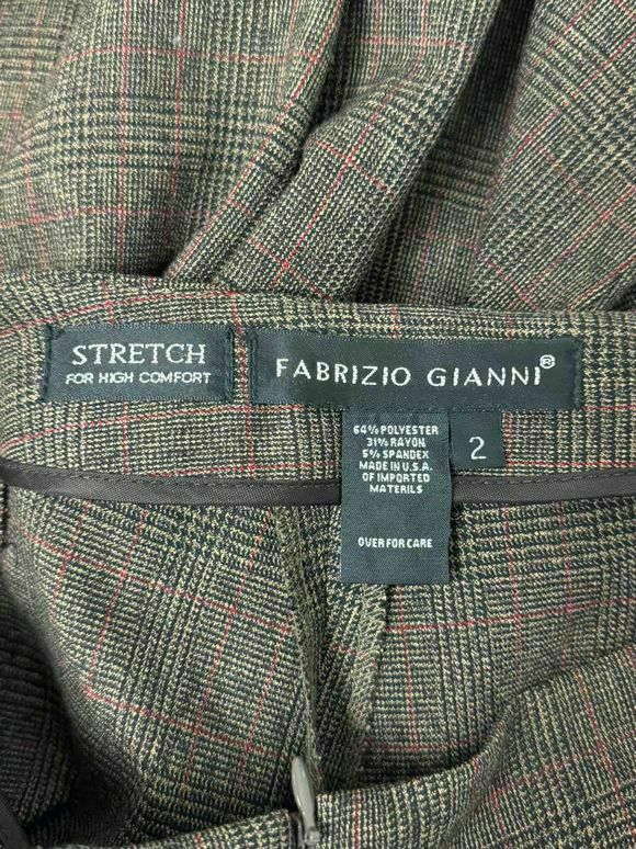 FABRIZIO GIANNT HIGH WAIST ZIP PLAID BACK/BROWN TROUSER SIZE 2
