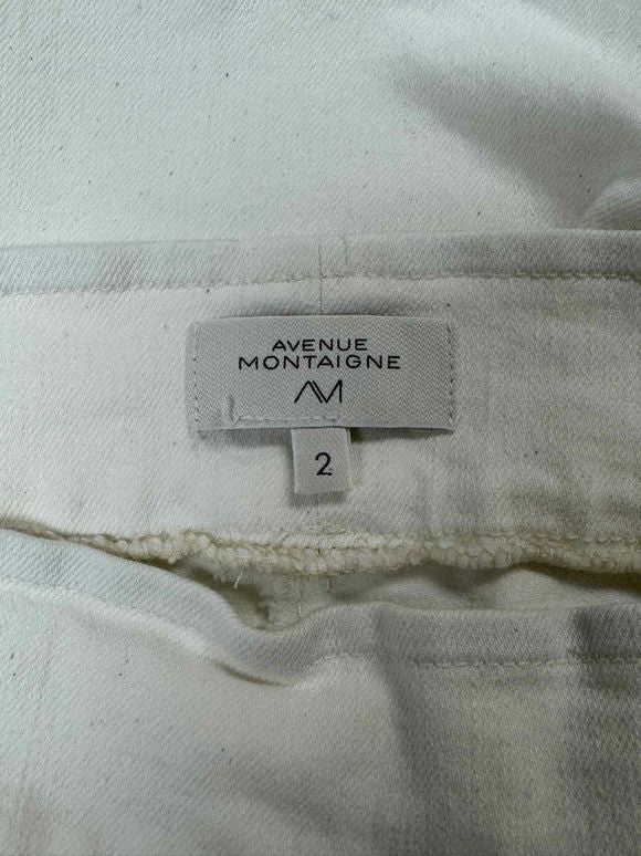 AVENUE MONTAIGNE LEO PULL ON KICK FLARE RAW HEM WHITE PANT SIZE 2