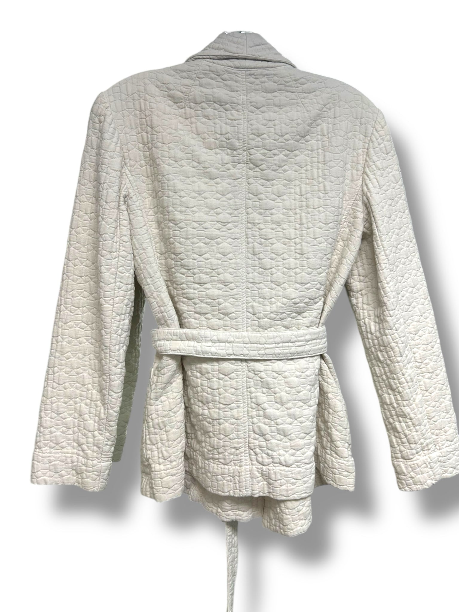 RAQUEL ALLEGRA QUILTED SHAW COLLAR SHORT BELTED MUSLIN JACKET SIZE 0