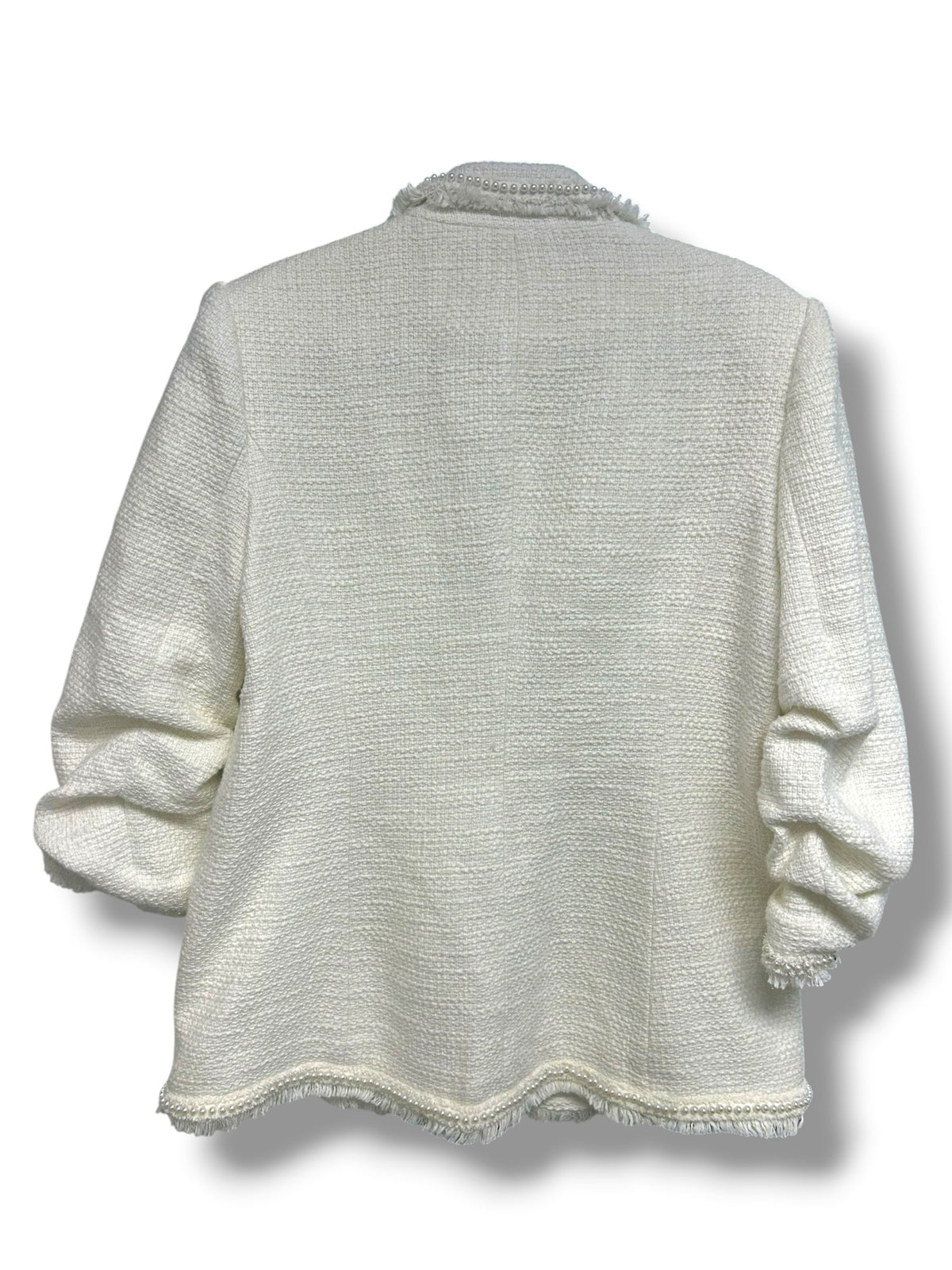 CINQ A SEPT KHLOE FAUX PEARL EMBELLISHED BOUCLE BLAZER SIZE 12