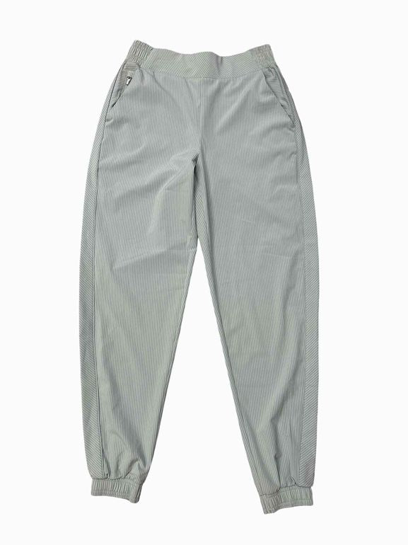 ATHLETA NWT! BROOKLYN TEXTURED JOGGER IN CITY STRIPE COAST GREY SIZE: 2