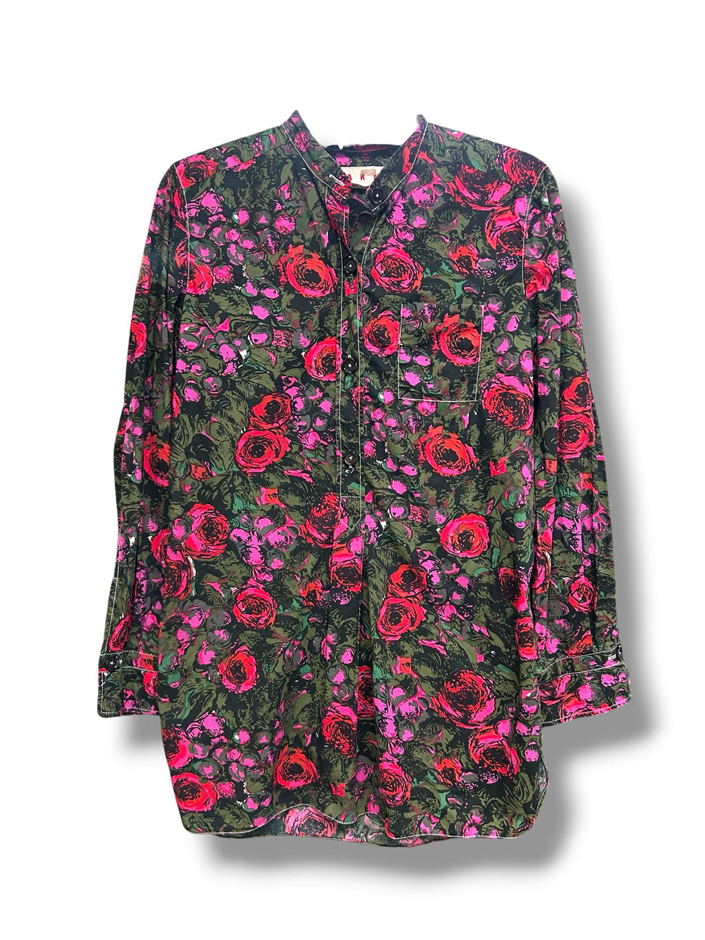 MARNI STARLIGHT FLORAL QUARTER BUTTON LONG SLEEVE BLOUSE US 4