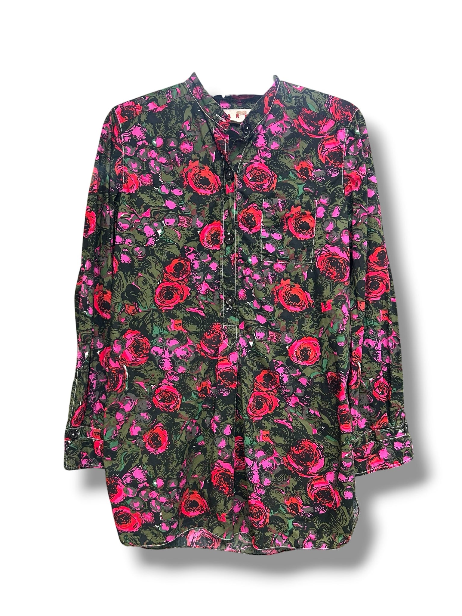 MARNI STARLIGHT FLORAL QUARTER BUTTON LONG SLEEVE BLOUSE US 4
