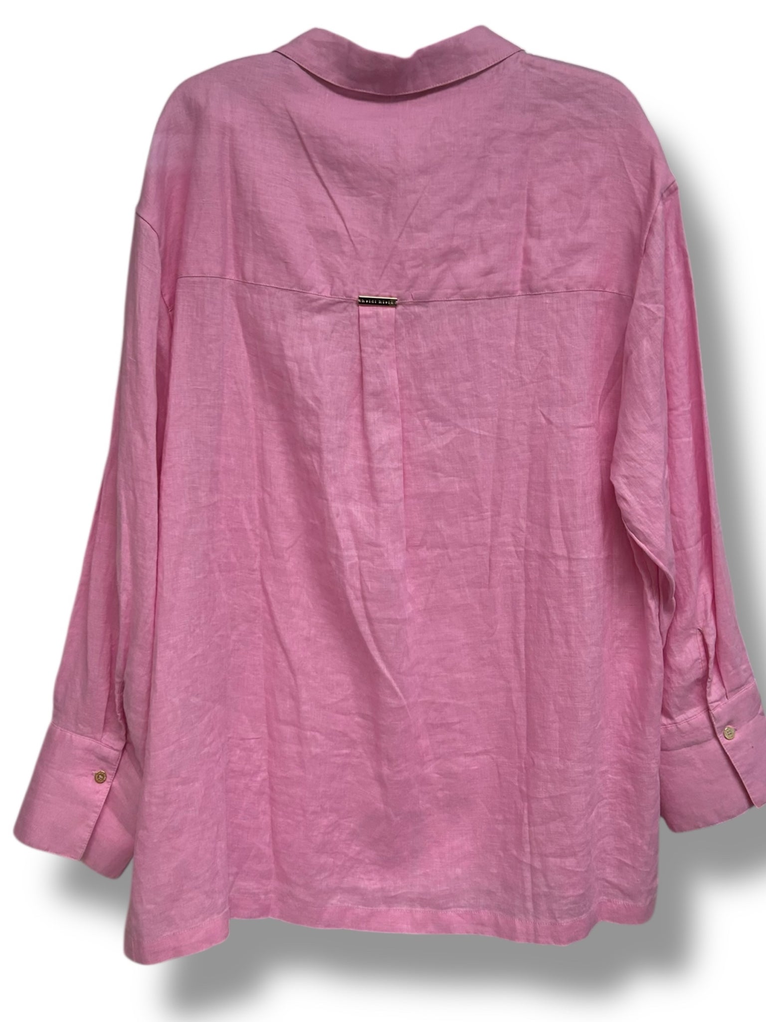 HEIDI KLEIN NEW! MARINA CAY BEACH LINEN BABY PINK BUTTON DOWN SHIRT SIZE XL