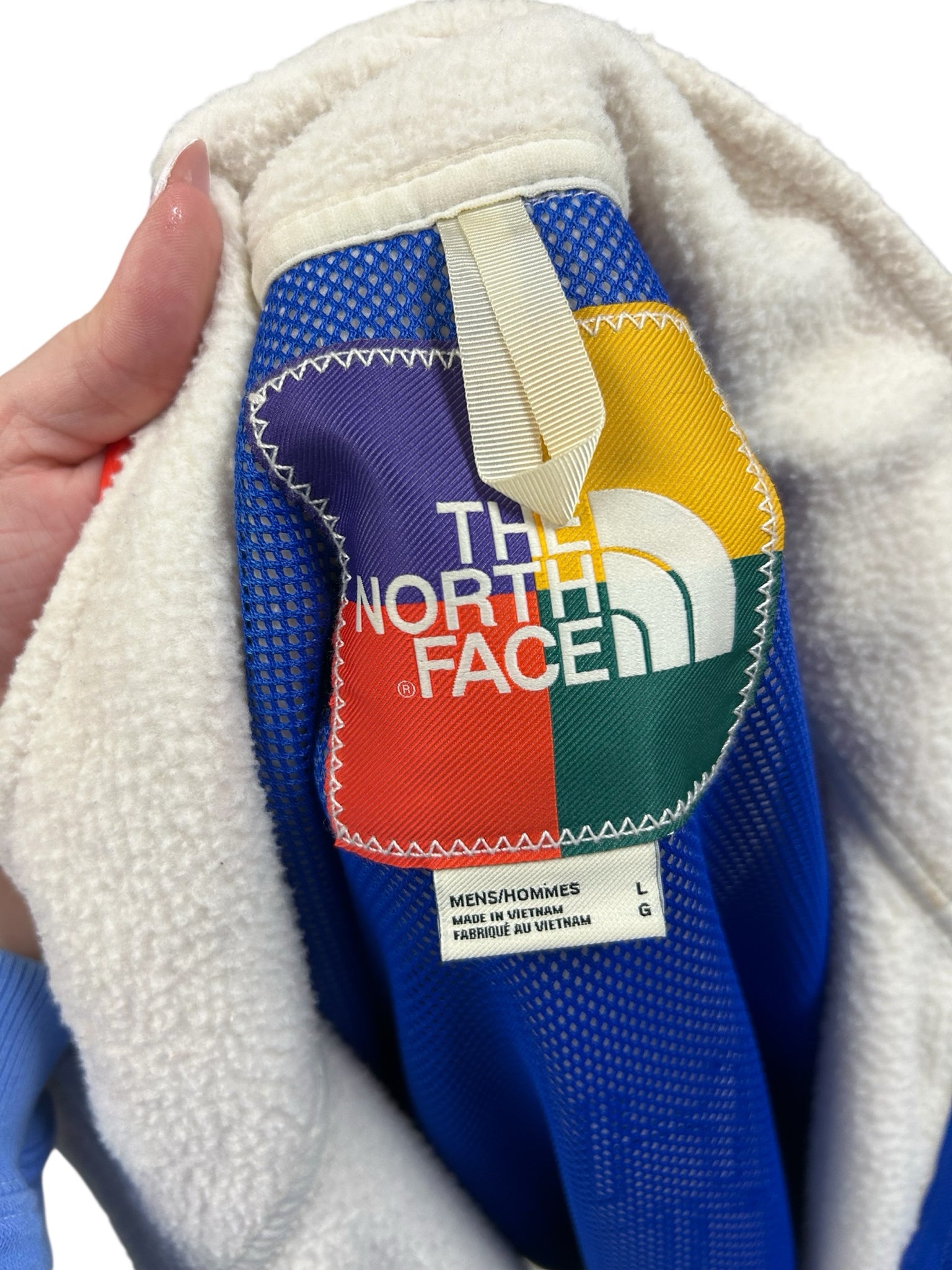 NORTH FACE COLOR BLOCK METS OILERS KNICKS FLEECE ZIP-UP SIZE LARGE