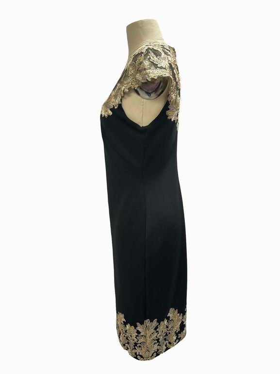 TADASHI SHOJI VEATA NEOPRENE EMBROIDERED/SEQUIN ILLUSION COCKTAIL SIZE: S