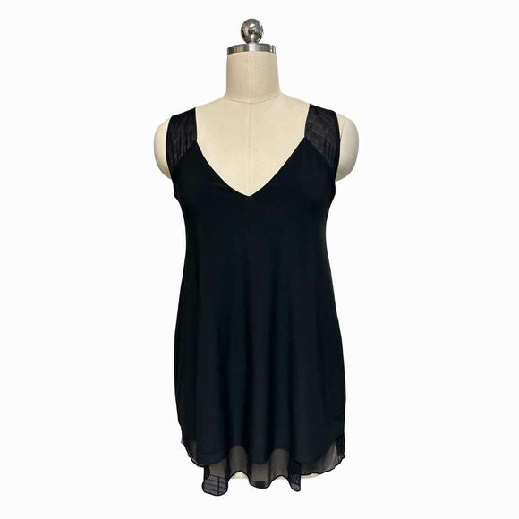 SYMPLI REVERSIBLE MESH TRIM SLEEVELESS VNECK BLACK TUNIC TOP SIZE 6