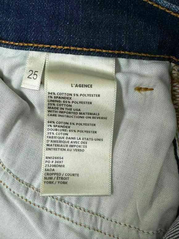 L'AGENCE SADA HIGH RISE CROP DENIM JEANS IN SEQUOIA SIZE 25 - WEARHOUSE  CONSIGNMENT