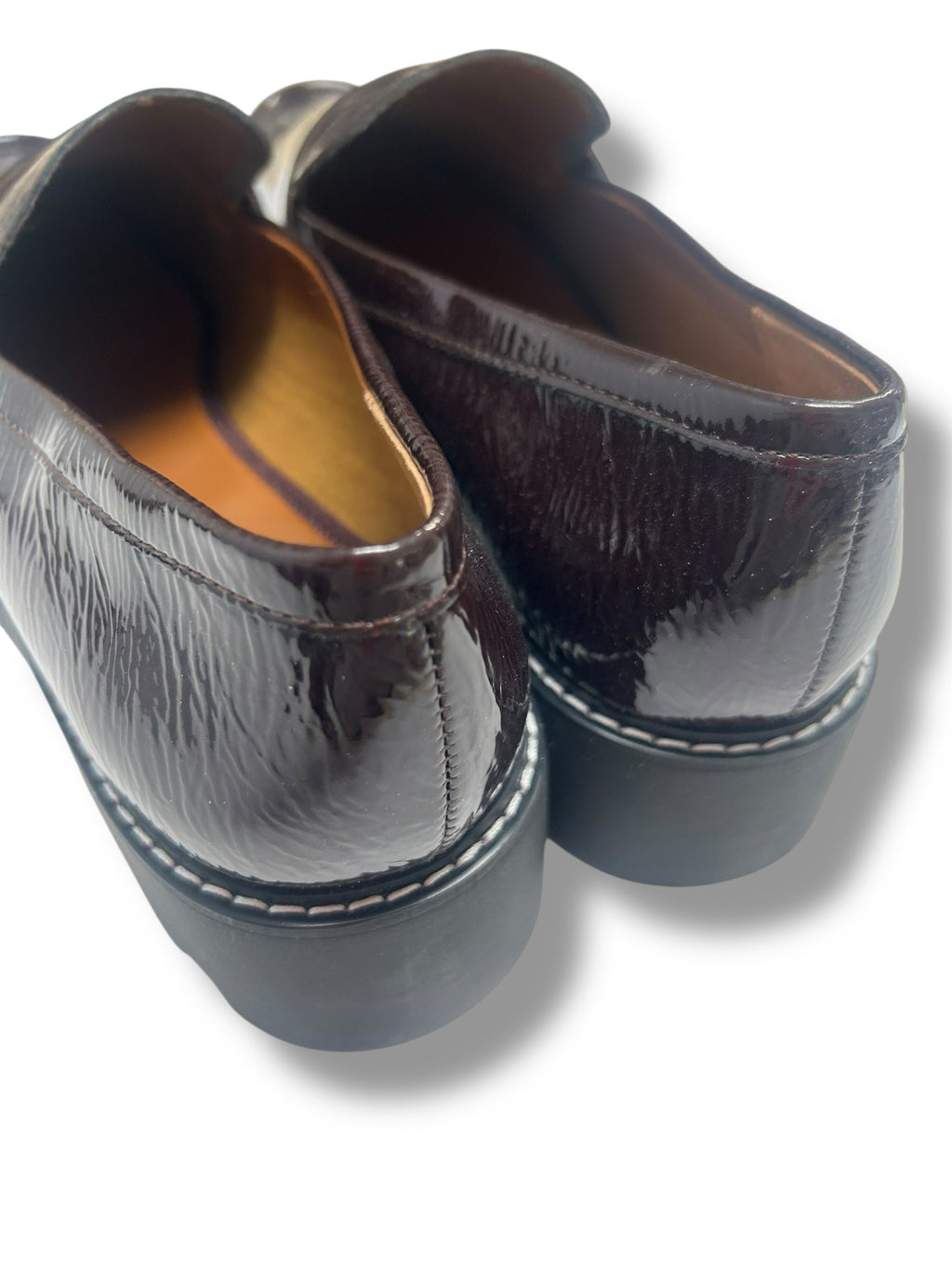 FRANCO SARTO BALIN PATENT LUG SOLE BURGUNDY PLATFORM LOAFERS SIZE 10