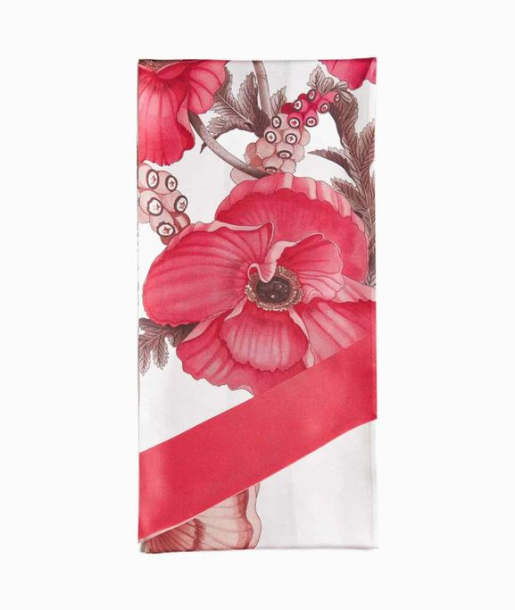 FERRAGAMO NWT BANDEAU POPPIES 100% SILK SCARF