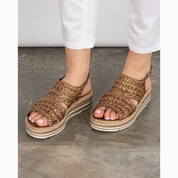 PONS QUINTANA OASSI WOVEN METALLIC SLING BACK SANDAL SIZE: 40
