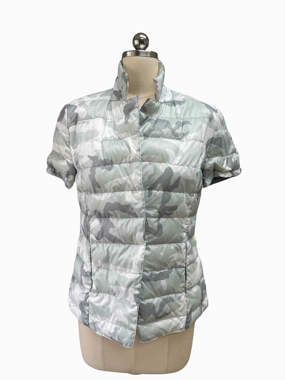 MY ANORAK NOTCH COLLAR SHORT SLEEVE PEWTER CAMO DOWN JACKET MEDIUM