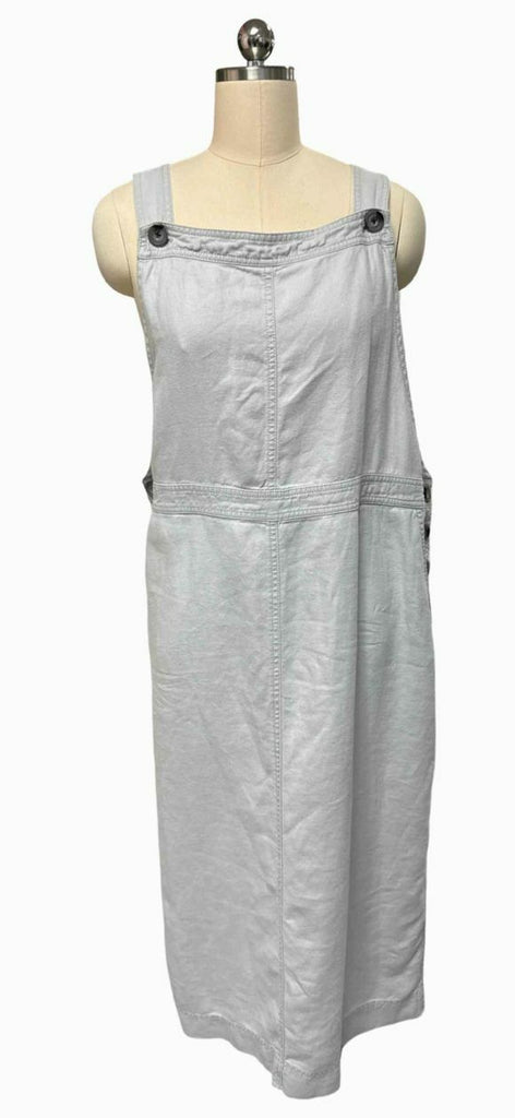 JJILL LINEN BIB OVERALL JUMPER LIGHT GRAY DRESS SIZE XL