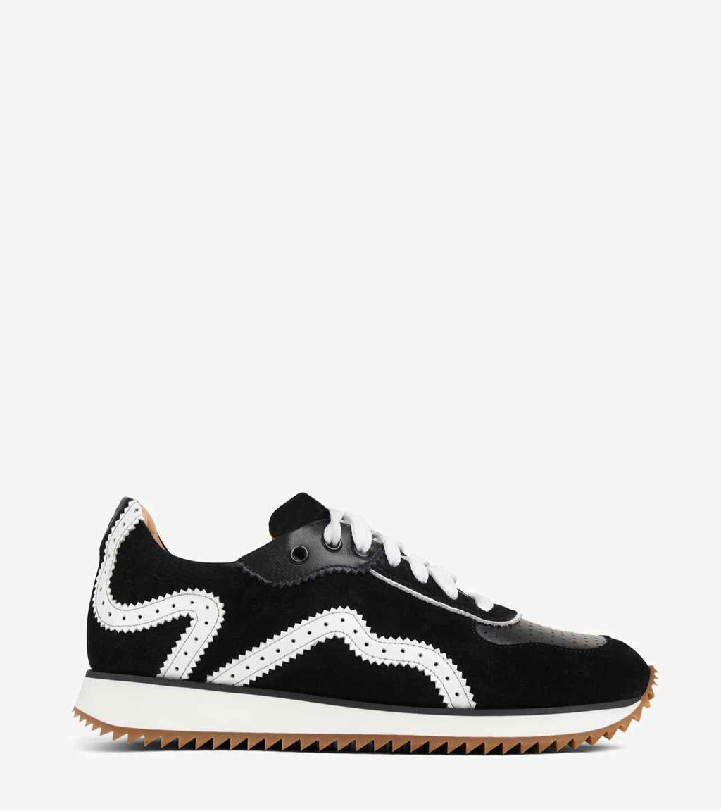 ANGELA SCOTT THE REMI BLACK LEATHER AND BROGUE SNEAKER SIZE: 40