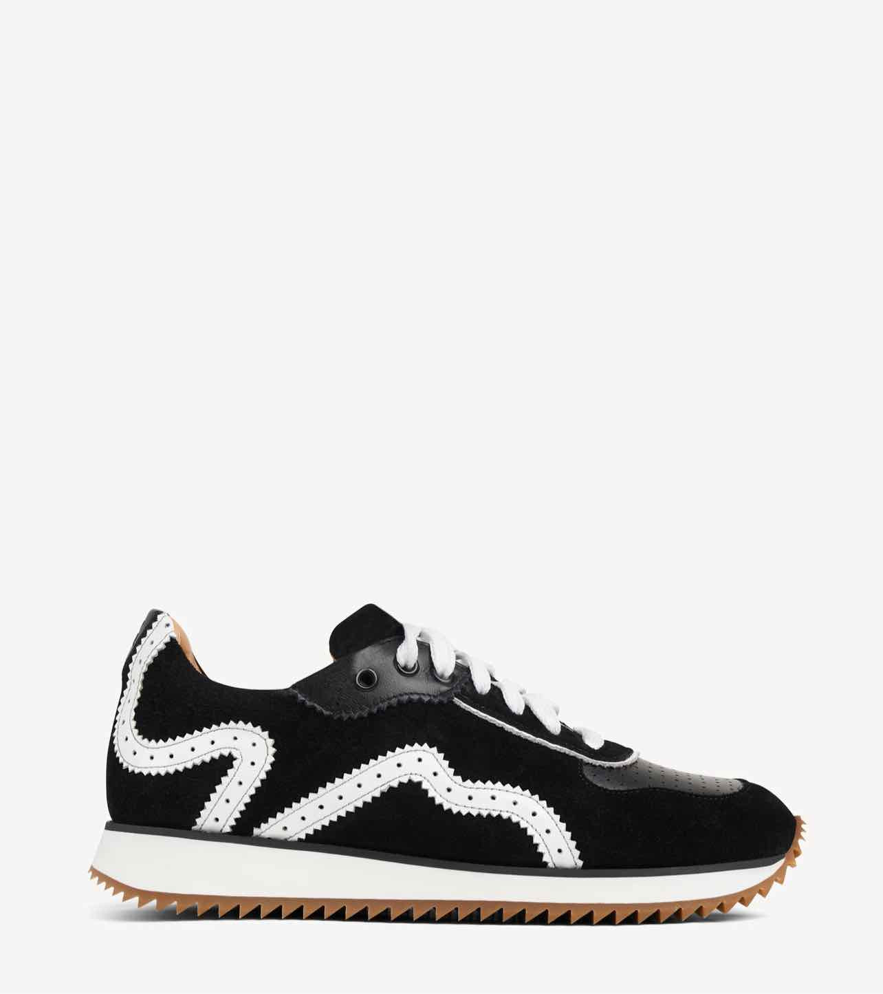 ANGELA SCOTT THE REMI BLACK LEATHER AND BROGUE SNEAKER SIZE: 40