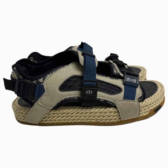 DIOR CHRISTIAN DIOR HOMME ATLAS NAVY/CREAM SANDAL SIZE 42