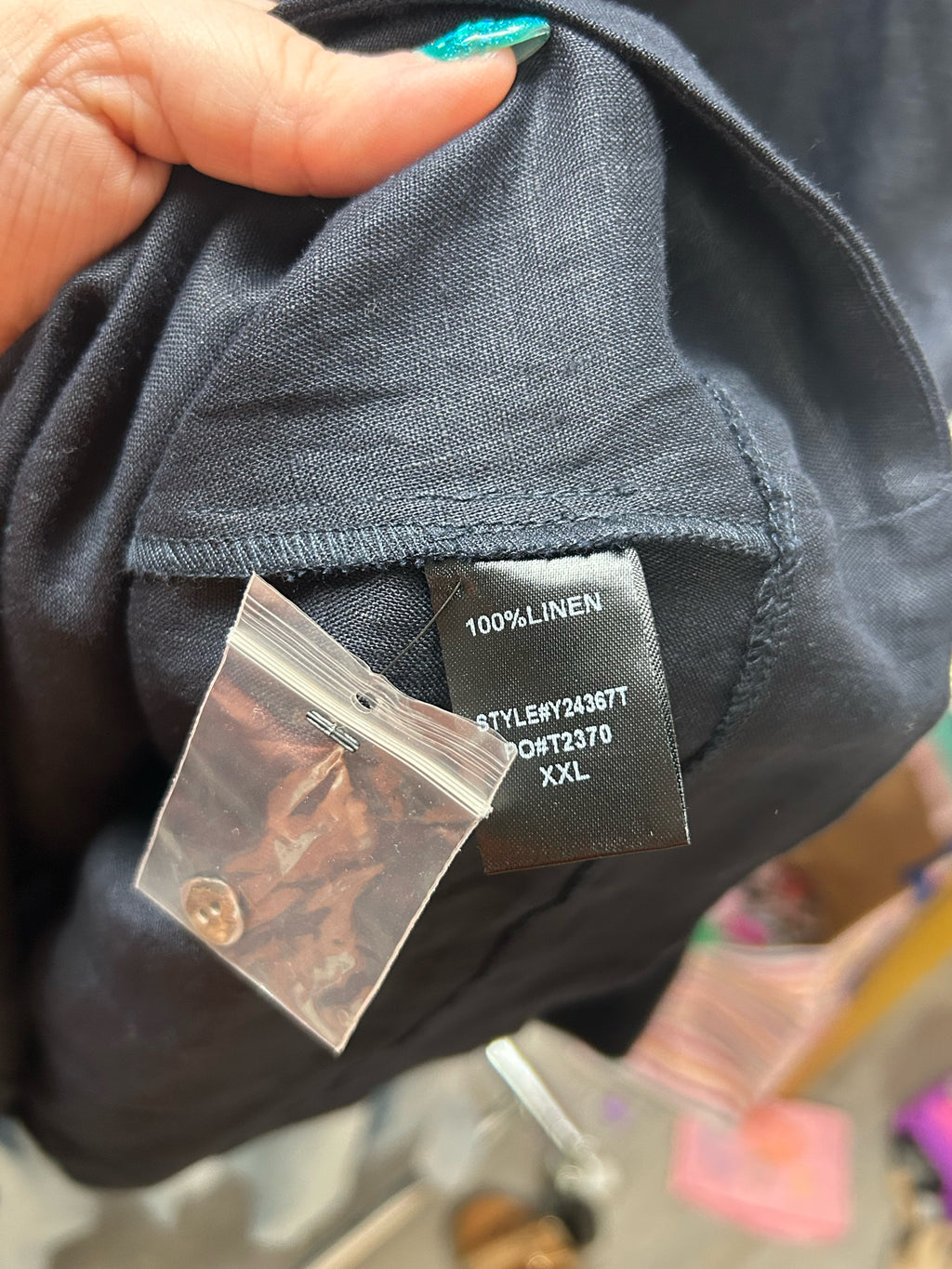 TUCKERNUCK INDIA HICKS NAVY LINEN ELEUTHERA POPOVER SIZE 2XL