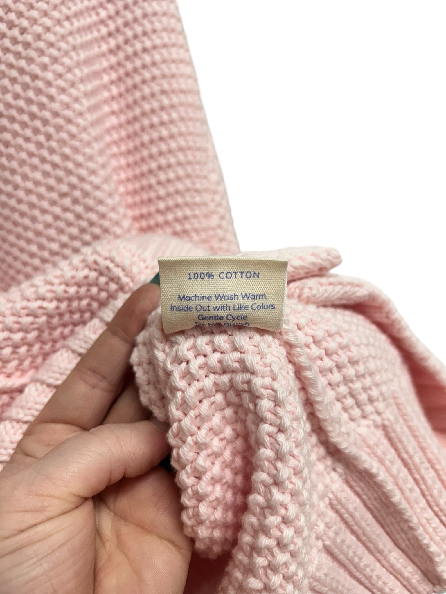 ALICE WALK THE COTTON CHUNKY KNIT SWEATER IN BLUSH PINK SIZE LARGE