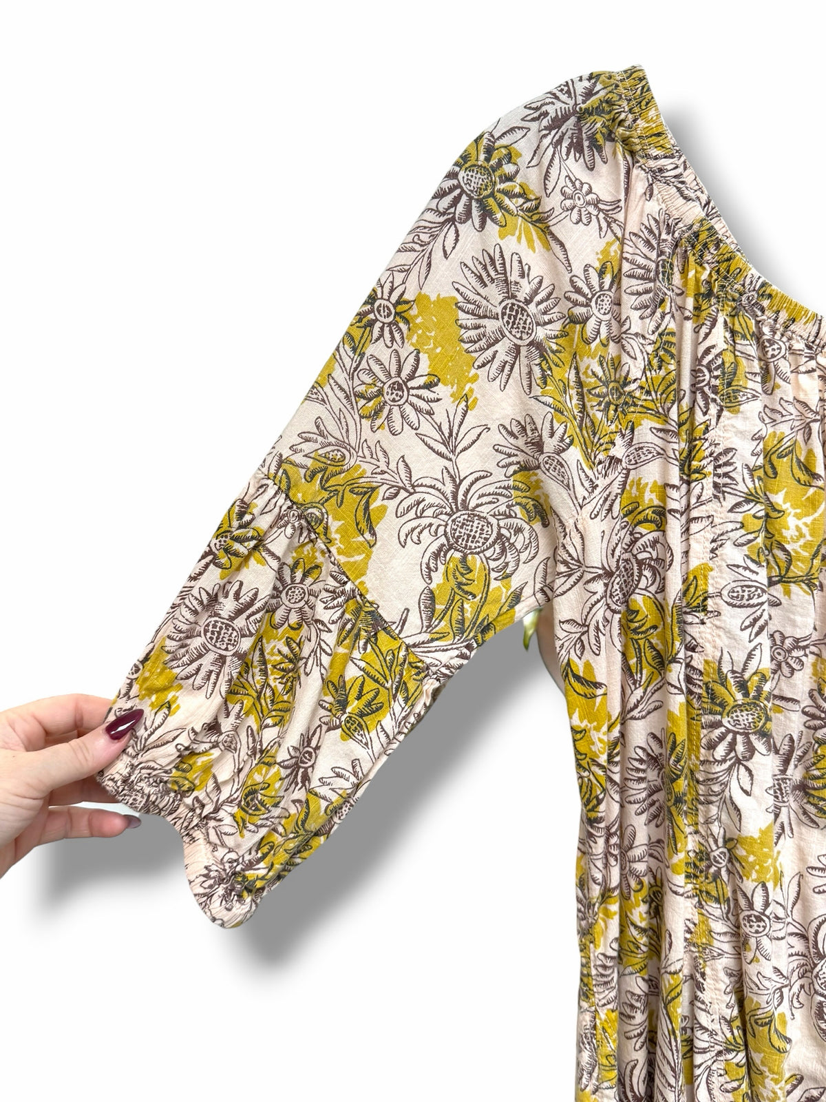 ANTHROPOLOGIE DAILY PRACTICE FLORAL MOLLIE TUNIC OFF THE SHOULDER MINI DRESS S