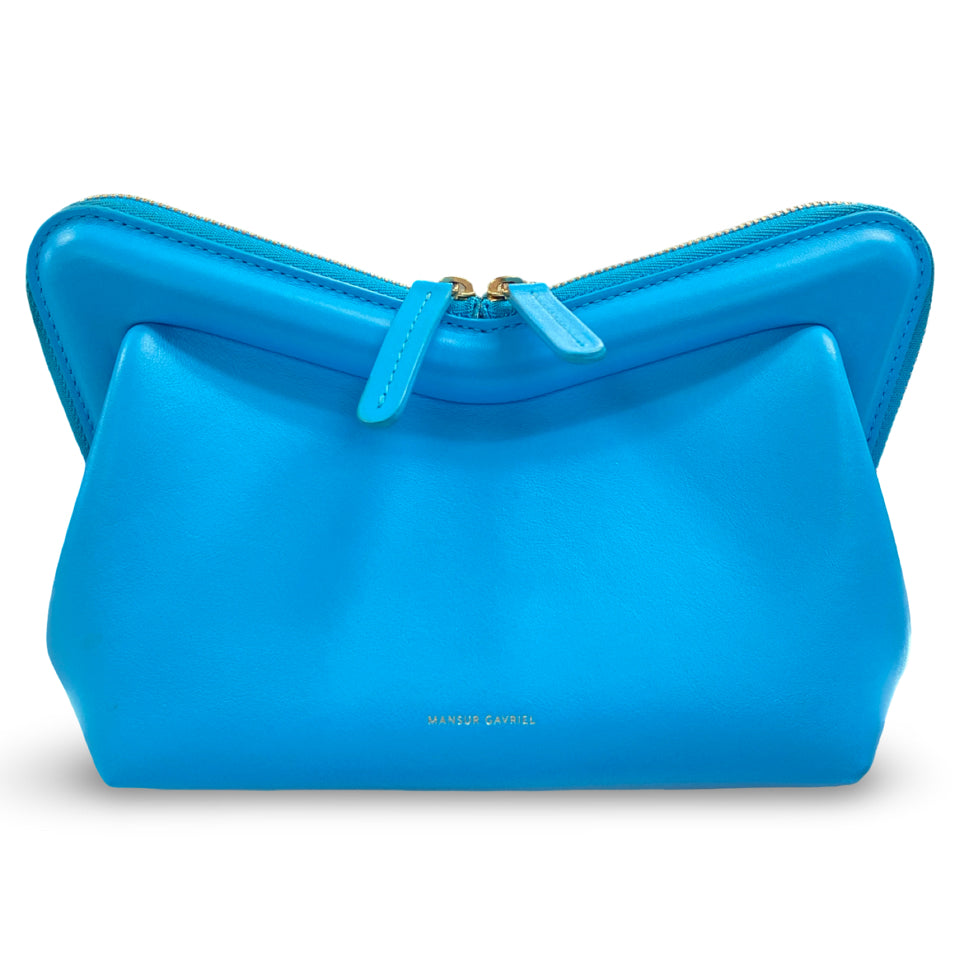 MANSUR GAVRIEL ABSTRACT M FRAME SHOULDER CROSSBODY BAG AQUA