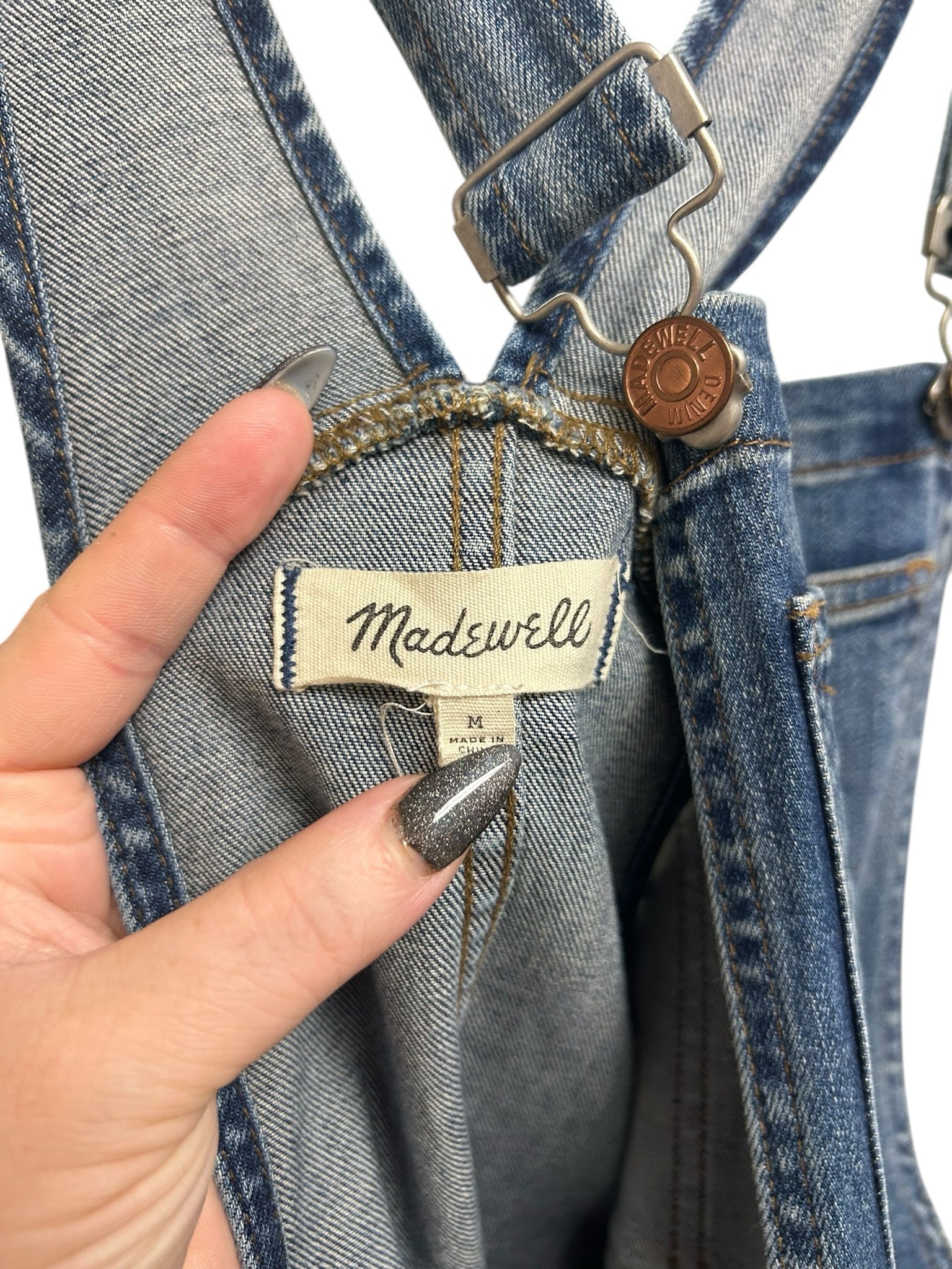 MADEWELL THE SKINNY OVERALLS IN JANSING WASH SIZE MEDIUM