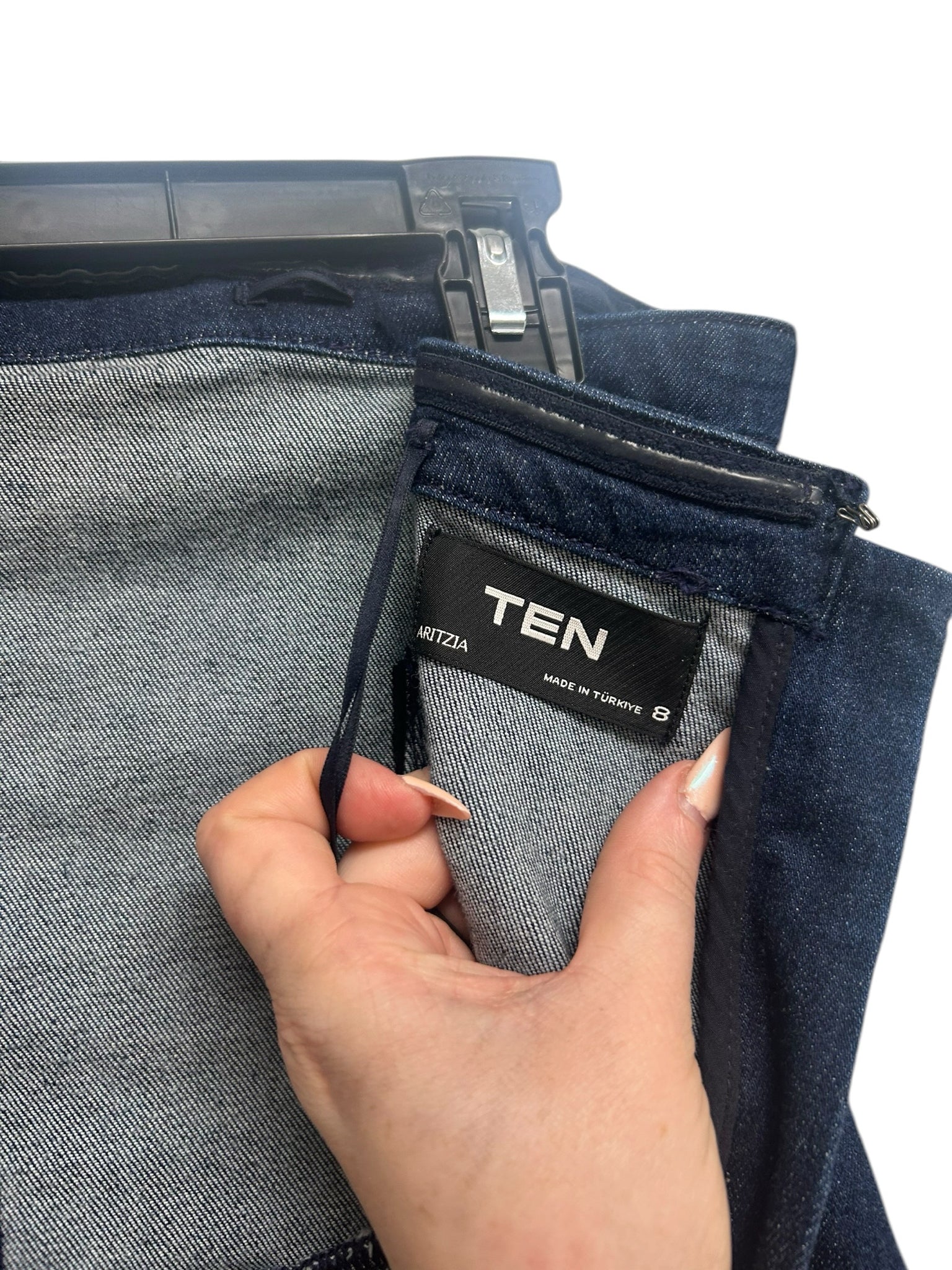 ARITZIA TEN MEZZA DARK DENIM STRAPLESS MIDI DRESS SIZE 8