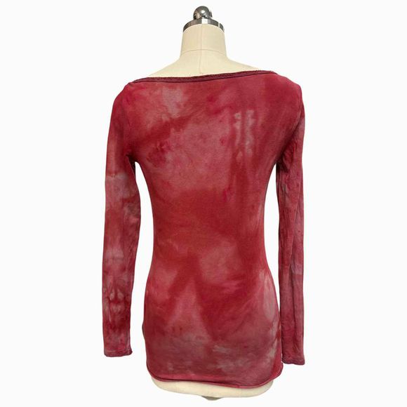 ROBIN KAPLAN HAND DYED BOAT NECK COTTON MODAL RED TOP SIZE XS